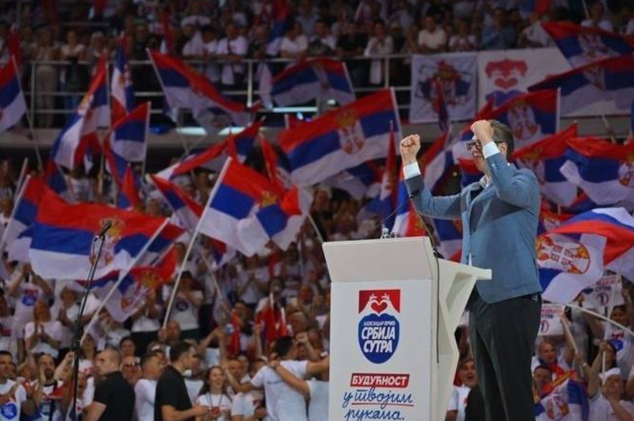 Aleksandar Vučić na završnoj konferenciji koalicije okupljene oko SNS, Maj 2024.