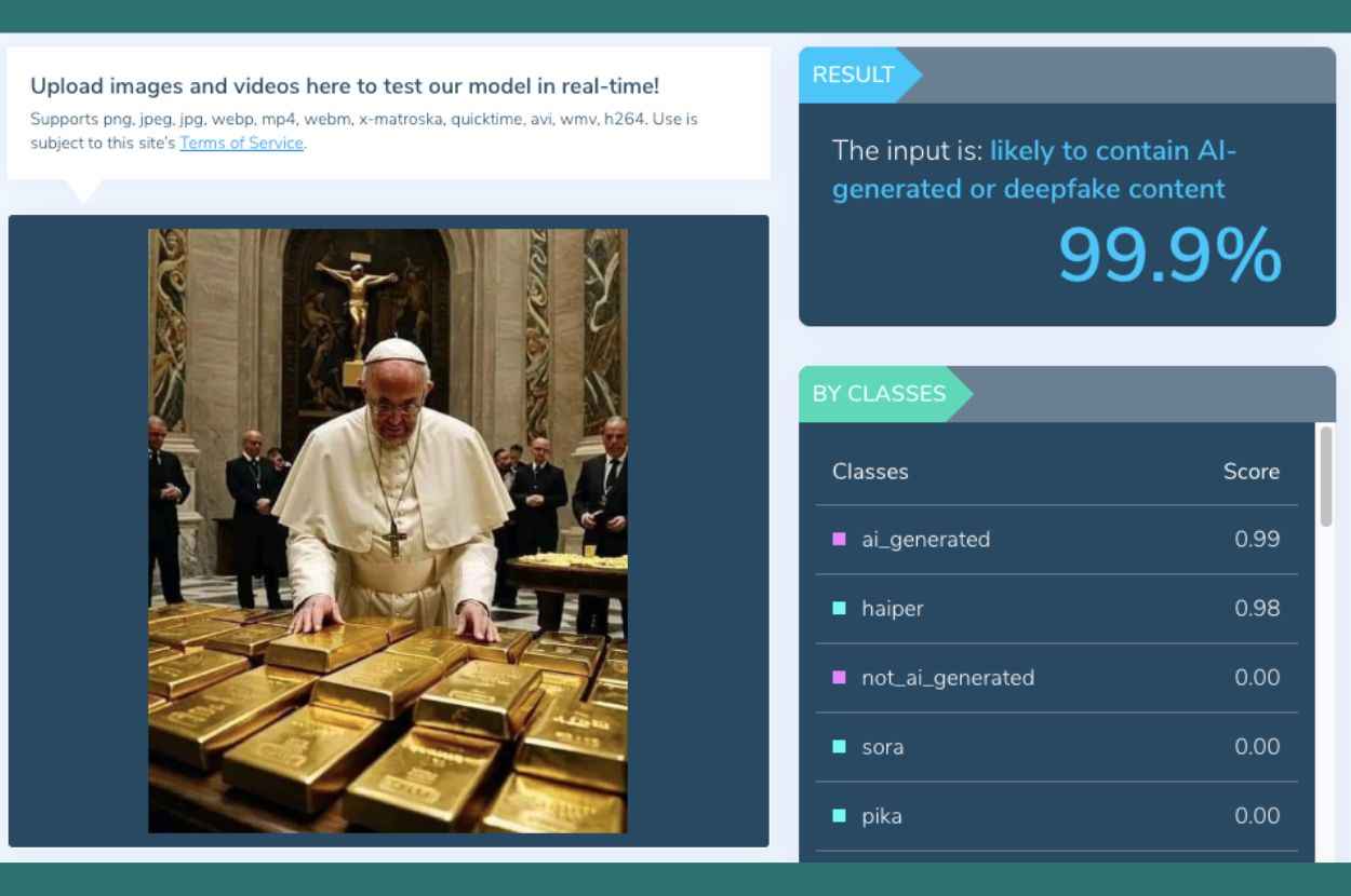 Analiza fotografije sa papa Franjom u programu Hive Moderation
