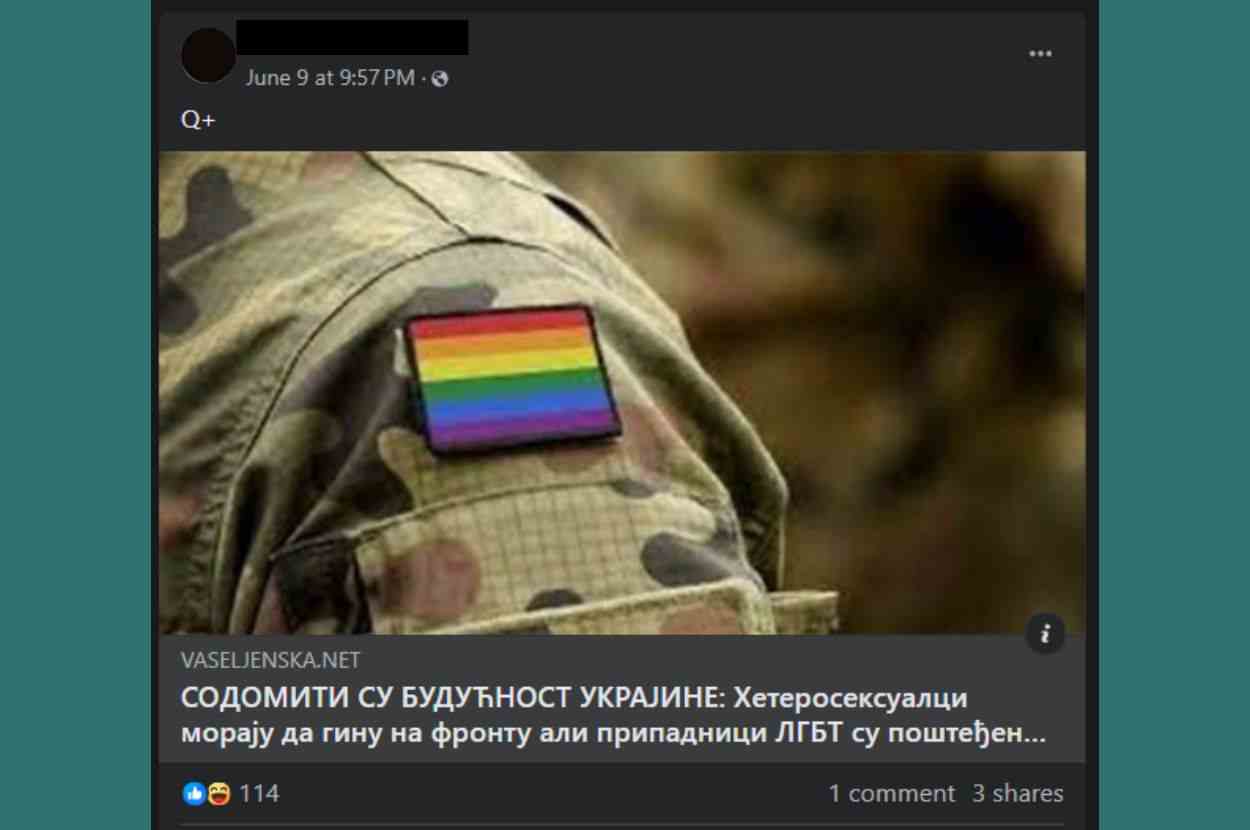 Fejsbuk objava o sodomitima u Ukrajini