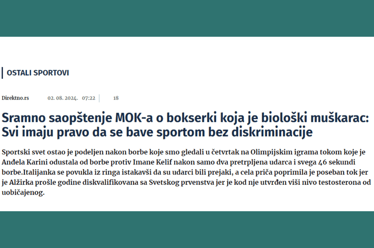 Tekst o bokserki Iman Helif na portalu direktno rs