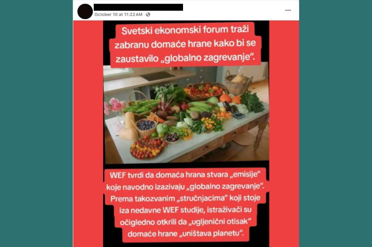 Fejsbuk objava o SEF i zabrani proizvodnje hrane