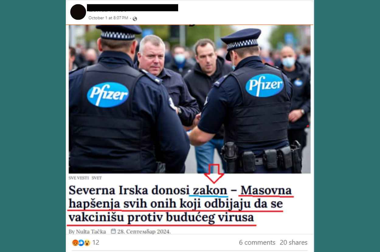 Fejsbuk objava o masovnom hapšenju u Severnoj Irskoj