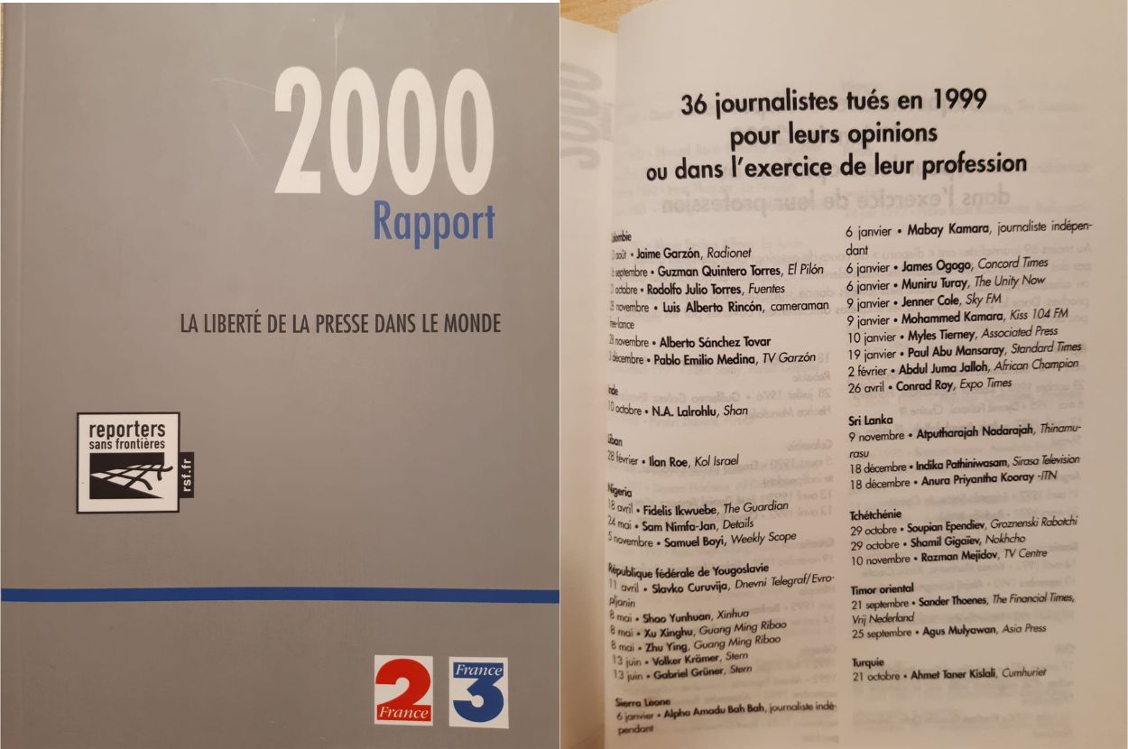 Izveštaj o slobodi štampe u svetu iz 2000. godine, Reporteri bez granica