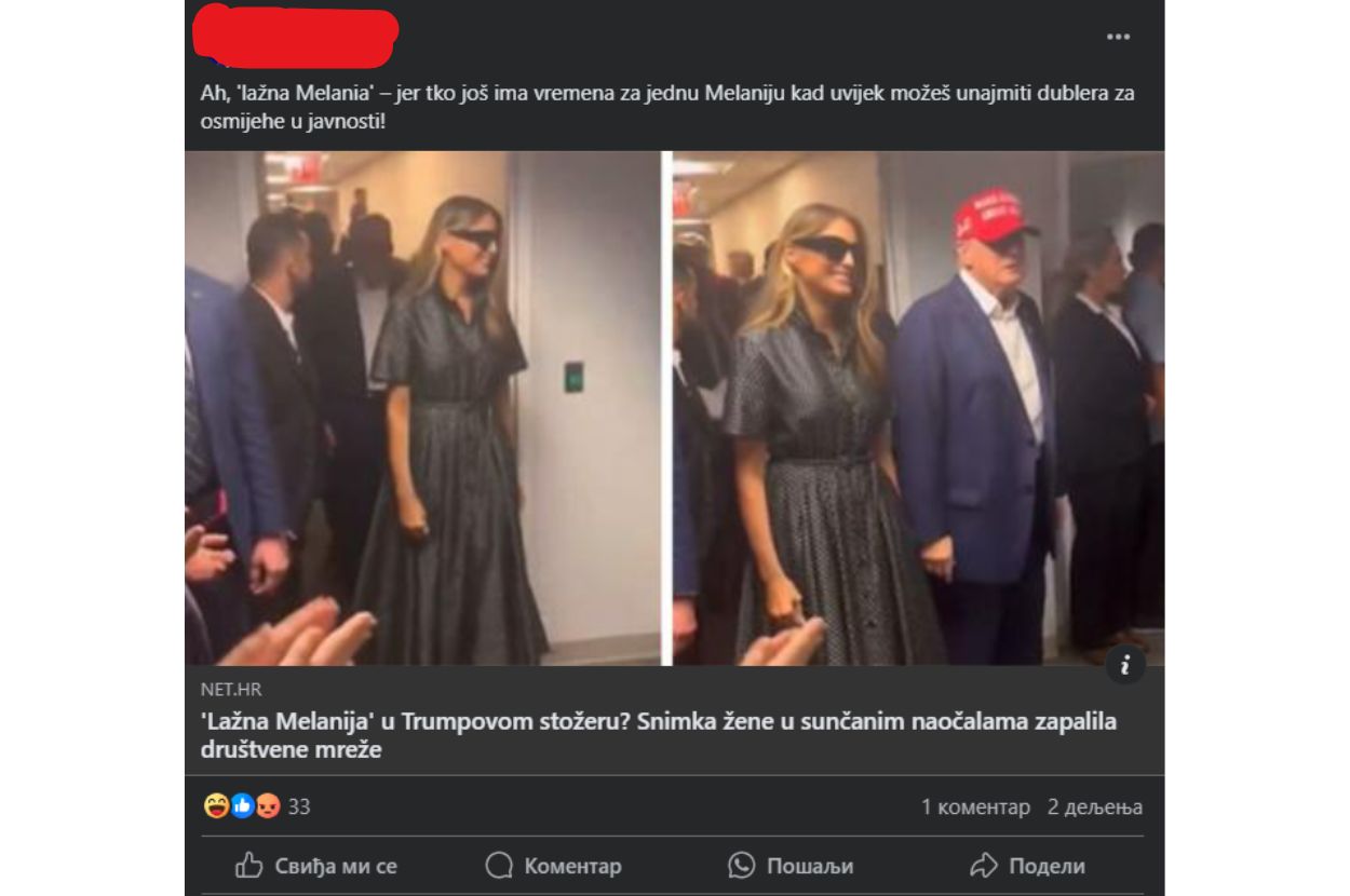 FB objava o "lažnoj Melaniji"